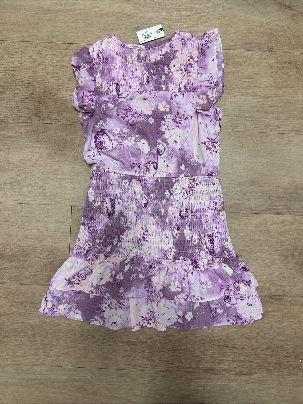 Francesca's Collections Lilac Floral Smocked Ruffle Dress